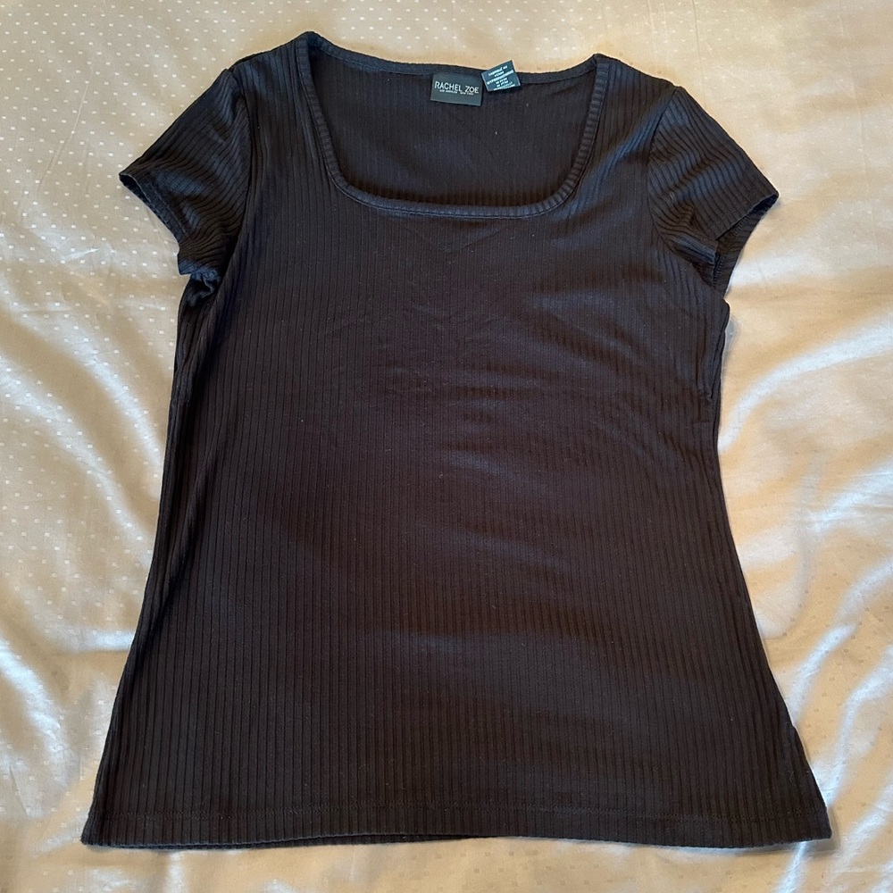 RACHEL ZOE BLACK RIBBED TSHIRT